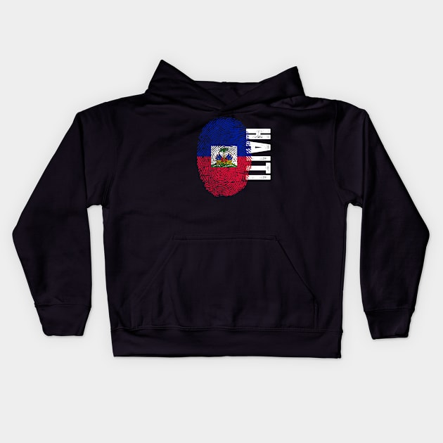 Haiti Flag Fingerprint My Story DNA Haitian Kids Hoodie by Your Culture & Merch